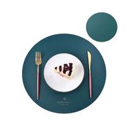 Juego de 1/2/6 manteles Individuales y Posavasos Redondos Piel sintética for café, Accesorios Cocina, Color Gris Juego de manteles Individuales(Y Green,2sets)