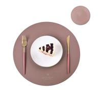 Juego de 1/2/6 manteles Individuales y Posavasos Redondos Piel sintética for café, Accesorios Cocina, Color Gris Juego de manteles Individuales(Y Taupe,Black)