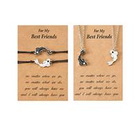 Juego de 1/2 collares para parejas, relaciones, peces taichi a juego, para mujeres, adolescentes, mejores amigas, familiares, pulseras de cuerda trenzada para adolescentes, niñas, niños y mujeres