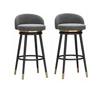 Juego de 1/2 taburete giratorio de terciopelo - Silla moderna de respaldo bajo con marco de metal para cocina, comedor, patio - Asiento tapizado para bar