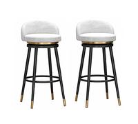 Juego de 1/2 taburetes de terciopelo tapizados giratorios con marco de metal de respaldo bajo para cocina, isla, comedor, patio, asiento moderno de bar