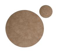 Juego de 1/4/6/10 manteles Individuales y Posavasos Redondos Piel sintética con Estampado Vaca Lavada for Mesa Comedor Juego de manteles Individuales(Cor mud Grey,6sets)