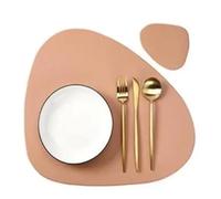 Juego de 1/4/6 manteles Individuales y Posavasos ovalados Piel sintética for Mesa, Accesorios Cocina, decoración for Fiestas el hogar para Mesa de Comedor de Cocina(Pink,1set)