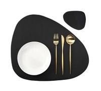 Juego de 1/4/6 manteles Individuales y Posavasos ovalados Piel sintética for Mesa, Accesorios Cocina, decoración for Fiestas el hogar para Mesa de Comedor de Cocina(Black,4sets)