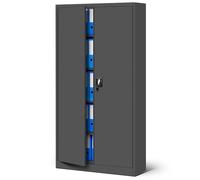 Jan Nowak Armario de Oficina Archivador Armario de Herramientas Metálico 4 Estantes con Recubrimiento de Polvo Se Puede Cerrar 185 cm x 90 cm x 40 cm