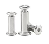 Juego de 1 a 10 tornillos Chicago de cabeza plana hexagonal, M3, M4, M5, M6 y M8, remaches de unión de acero inoxidable plateados for armario de cama.(14mm)