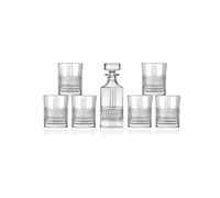 Juego de 1 botella y 6 vasos de whisky - Juego de whisky con botella y vasos de cristal con decoración de diamante, botella de 85 cl y vasos de 34 cl