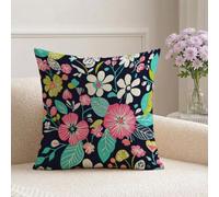 Juego de 1 Cojines Exterior Impermeable Marina de Guerra Funda Cojin 35x35 cm, Funda de Almohada para Sofaa Terciopelo con Cremallera Invisible, Terraza Banco Jardín Decorativas, (Flor) Z9-310
