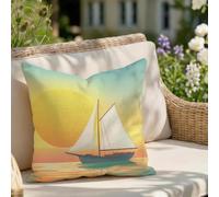 Juego de 1 Cojines Exterior Impermeable Naranja Funda Cojin 35x35 cm, Funda de Almohada para Sofaa Lino Cuadradas con Cremallera Invisible, Sofa Terraza Banco Jardín Decorativas Hogar, (Bote) Z9-175