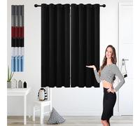 Juego de 1 cortina opaca negra de 75 x 180 cm, con bloqueo de luz, con ojales para dormitorio, privacidad, eficiencia energética, decoración del hogar
