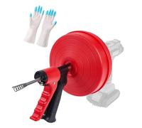 Juego de 1 limpiador de tuberías alimentado por taladro, incluye guanteletes de 25 pies, funciona a 450 rpm, evita que el cable se doble. Juego de desatascador eléctrico