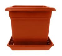 Juego de 1 macetero grande para exteriores, maceta grande de 40 x 40 cm, 46 litros, maceta con plato, maceta de plástico, maceta para plantas, macetas fabricadas en DE, terracota