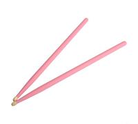 Juego de 1 par de baquetas profesionales de madera con punta ovalada para uso en tambores y platillos en tamaños 5A y 7A, ideal para principiantes (rosa 5A)