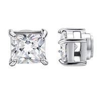 Juego de 1 pares de aretes magnéticos de acero inoxidable para hombres y mujeres, tono plateado, sin perforación, 8 mm, bonito procesado, Zinc, Sin piedra preciosa