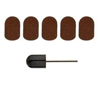 Juego de 1 soporte para tapas y 5 tapas de lijado, soporte de goma de 16 mm para lijadora - ideal para el cuidado de pies y uñas.