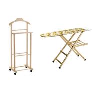 Juego de 1 Tabla Planchador + 1 Usador Natural, Tabla para Planchar, Madera de Haya