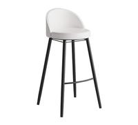 Juego de 1 taburete de bar de 80 cm de altura con respaldo bajo, asiento de piel sintética, patas de metal negro, taburete blanco para isla de cocina, complemento moderno y elegante para tu hogar