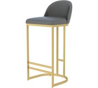 Juego de 1 taburete de bar dorado sin reposabrazos, respaldo y reposapiés, diseño simple, tapizado de piel sintética, 65 cm de altura, muebles modernos para el hogar y la cocina