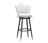 Juego de 1 taburete de bar moderno de terciopelo de 25.6 pulgadas de altura, diseño giratorio con respaldo alto tapizado para cocina, isla, comedor, patio, color blanco