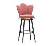 Juego de 1 taburete de bar moderno de terciopelo de 25.6 pulgadas, sillas giratorias ajustables con respaldo alto para cocina, isla, comedor, patio, color rosa
