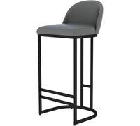 Juego de 1 taburete de bar negro con respaldo y reposapiés tapizado de piel sintética de 75 cm de altura, diseño simple, sin reposabrazos, cómodo asiento para cocina o pub