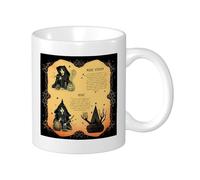 Juego de 1 taza con impresión de bruja, retro, hermosas palabras de brujería, póster artístico, vintage, negro, amarillo, cerámica, decorativo, peso ligero, al aire libre, escuela, camping, dormitorio