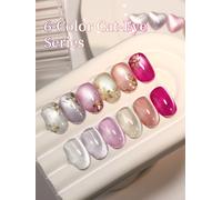 Juego de 1 ud./6 uds. De gel de esmalte de uñas tipo ojo de gato, nuevo estilo, arte de uñas con purpurina, adecuado para el diseño del salón de uñas de las mujeres baikaishuimaoyan
