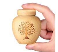 Juego de 1 urna pequeña para Cenizas humanas, Mini urnas para Cenizas Hechas de bambú con patrón de árbol de la Vida Grabado, Mini urna de cremación para Cenizas humanas de Mascotas, sostiene Cenizas