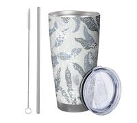 Juego de 1 vaso floral azul vintage con hermosas hojas de árbol de flores retro rústico granja gris azul acero inoxidable enfriador de latas inastillable caliente y frío viajes piscina al aire libre