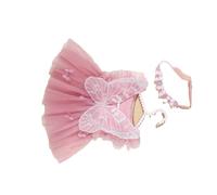 Juego de 1 vestido de tul en capas y diadema floral para niñas recién nacidas de 0 a 1 mes suave fotografía princesa traje de bebé ducha bebé princesa fotografía conjunto conjunto