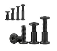 Juego de 10~50 tornillos hexagonales planos grandes acero negro M6 M8 for muebles con tuerca, conector remache, Tuercas manga junta inserción(8x18mm-8x80mm(20set)