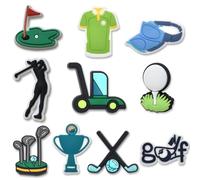 Juego de 10 abalorios para zuecos de golf, colgantes de zapatos DIY de PVC extraíbles (10 modelos de golf), accesorios para niños y adultos, pinos Crocs/Jibbitz , 1, Acero aleado, Ágata