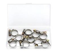 Juego de 10 abrazaderas de tubo de acero inoxidable con accionamiento ajustable for manguera de combustible, con aro de clip de 25-40 mm, 16-25 mm y 10-16 mm.(10pcs 16-25mm)