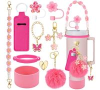 Juego de 10 accesorios para tazas Stanley, decoración de botella de agua, accesorios de vaso de viaje Stanley con cubierta de popa, correa de mango para botella de agua, dijes Stanley, funda de