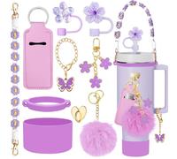 Juego de 10 accesorios para tazas Stanley, decoración de botella de agua, accesorios de vaso de viaje Stanley con cubierta de popa, correa de mango para botella de agua, dijes Stanley, funda de