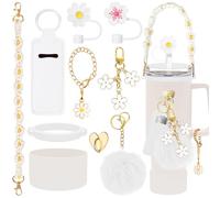 Juego de 10 accesorios para tazas Stanley, decoración de botella de agua, accesorios de vaso de viaje Stanley con cubierta de popa, correa de mango para botella de agua, dijes Stanley, funda de