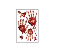 Juego de 10 adhesivos de huellas sangrientas de Halloween con huellas de manos de zombi y calcomanías de manchas de sangre para decorar suelos, paredes y escaleras