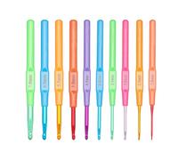 Juego de 10 agujas de ganchillo ergonómicas de 2 mm a 7 mm, suministros de agujas de tejer coloridos para manualidades