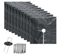 Juego de 10 alfombrillas de jardín para protección con estacas para un control eficaz del césped en macizos de flores, huertos y huertos (100 cm)