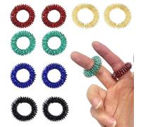 Juego de 10 anillos de acupresión, 8 anillos de dedo sensoriales puntiagudos, 2 anillos de masaje de acupresión de muñeca, anillos de masaje para aliviar la circulación sanguínea, alivio acupresion