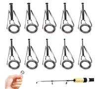 Juego de 10 anillos para caña de pescar, recambio de anillos de acero inoxidable con asiento de cerámica, bajo desgaste y resistente a la corrosión, accesorios para reparación en agua dulce y sal