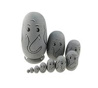 Juego de 10 animales temáticos elefante apilado juguete de Pascua huevo anidación muñeca hecho a mano juguete de madera para niños regalo de Pascua