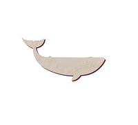 Juego de 10 ballenas de madera con forma de ballena para manualidades y decoración, corte láser, decoración de ballena, ballena grande, forma de artesanía en blanco, 12.7x6.6 cm