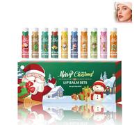 Juego de 10 bálsamos labiales hidratantes navideños, bálsamos labiales de Navidad, bálsamos labiales, bálsamo labial, cuidado de labios hidratante, relleno de calcetines navideños