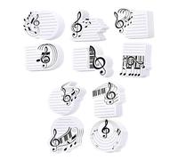 Juego de 10 blocs de notas autoadhesivos, con forma de nota musical, juego de notas, blocs de notas adhesivas