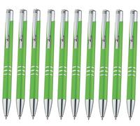 Juego de 10 bolígrafos de metal verde claro, bolígrafo de metal con impresión de lima, mina intercambiable de gran capacidad, tinta azul, oficina, hogar, práctica, Kullis, verde claro