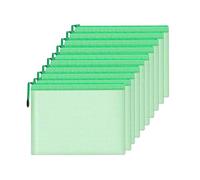 Juego de 10 bolsas de malla para documentos, bolsa impermeable con cremallera, tamaño A4, para el hogar, almacenamiento diario, escuela, oficina, M-D-2B (verde, B4 (15.35 x 11.22 pulgadas)