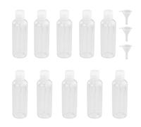 Juego de 10 botellas de viaje de 100 ml, botellas de plástico vacías, botellas transparentes de gel de ducha, para viajes de negocios, champú, loción con 3 embudos