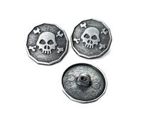 Juego de 10 botones de metal con forma de calavera de plata antigua, 15 mm o 20 mm, botones decorativos octogonales con ojal, botones vintage de calavera para chaquetas, chalecos, manualidades