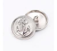 Juego de 10 botones de metal para ropa, diseño de ancla de barco, botones de costura con vástago redondo para blazer, trajes, abrigos, uniformes, chaquetas (15 mm, plateado)